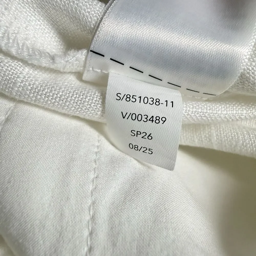 Athleta Retreat Linen High Rise Wide Leg Pants White Womens XS Split Leg Hem NWT